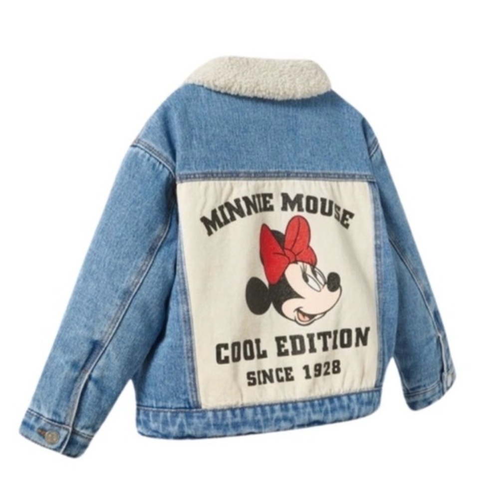 ZARA TODDLER GIRL MINNIE MOUSE FAUX SHEARLING DENIM JACKET